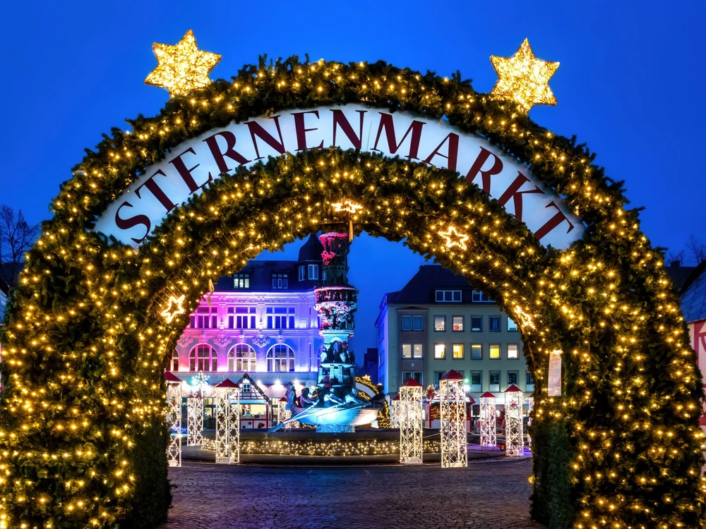 Sternenmarkt (engl. Star market) in Koblenz, Germany. The Star market is a historic Christmas market in the old town of Koblenz