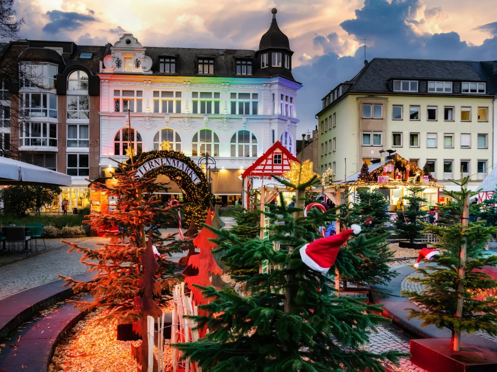 Sternenmarkt (engl. Star market) in Koblenz, Germany. The Star market is a historic Christmas market in the old town of Koblenz